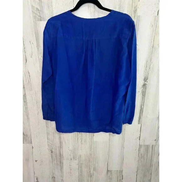 Pomandère Women's Long Sleeve Blue Blouse Size 40 Size 4 US with Front Pocket - Picture 9 of 9